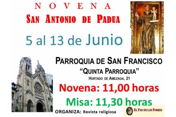 Novena a San Antonio de Padua. Del 5 al 13 de Junio