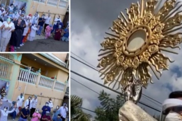 Coronavirus: Santísimo Sacramento es recibido de rodillas por médicos en hospitales de Nicaragua