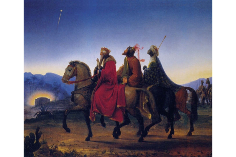 Los tres Reyes Magos camino de Belén