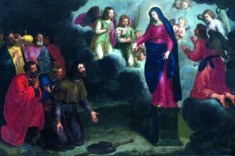 El Apóstol Santiago en España. "Aparición de la Virgen del Pilar a Santiago y los siete varones Apostólicos". Pieter van Lint, 1645. Museo de Bellas Artes de Bilbao.