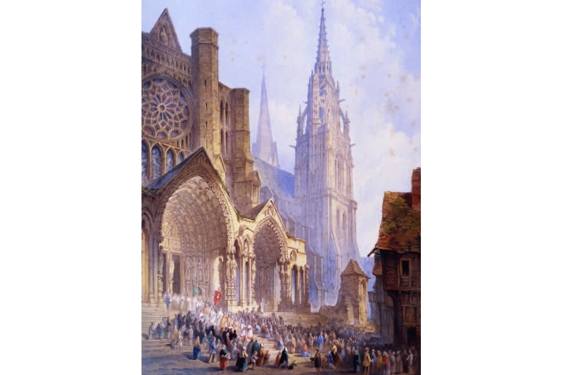 Procesión en Chartres. Acuarela de Edwin Thomas Dolby, 1824-1902. Museo de Bellas Artes de Chartres, Francia 