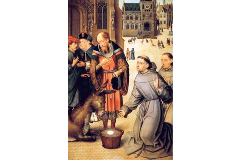 San Antonio de Padua defendiendo la presencia de Jesús sacramentado maestro de la pasión de brujas