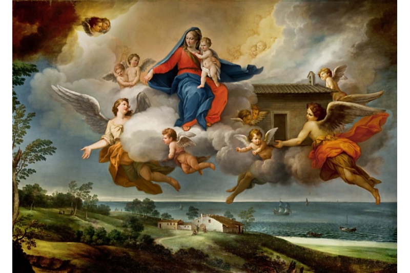Traslación de la Santa Casa Francesco Foschi s. XVIII. Pinacoteca del Santuario, Loreto, Italia