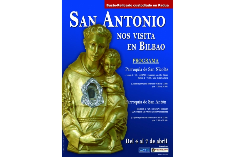 San Antonio de Padua peregrina a Bilbao y Madrid