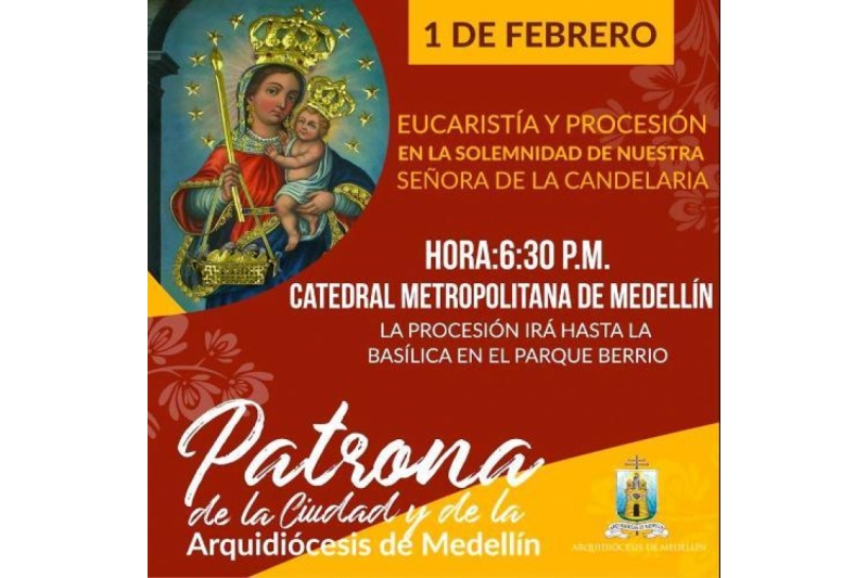 Medellín prepara gran celebración a su patrona, la Virgen de la Candelaria el 1 de Febrero