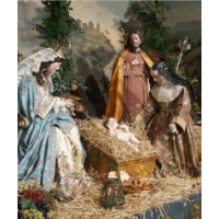 Nacimiento del Niño Jesús. Capuchinas de Sevilla con Santa Clara adorando